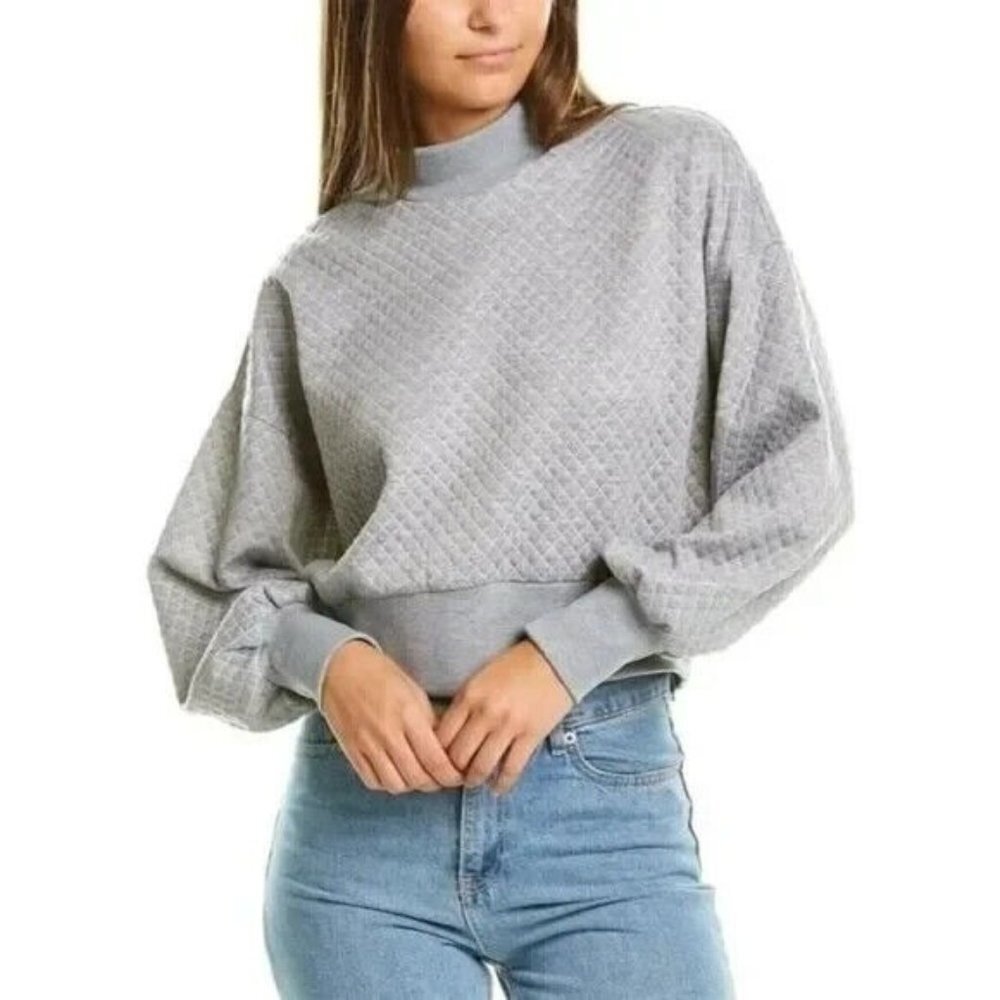 SOCIALITE Womens Gray Mock Neck‎ Textured Sweatshirt Pullover Size XS